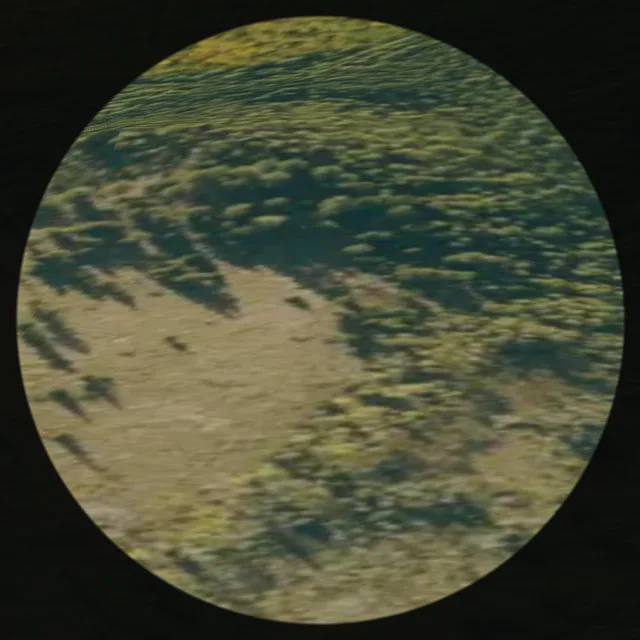 The same slope through 10×42 binoculars at their true field of view.