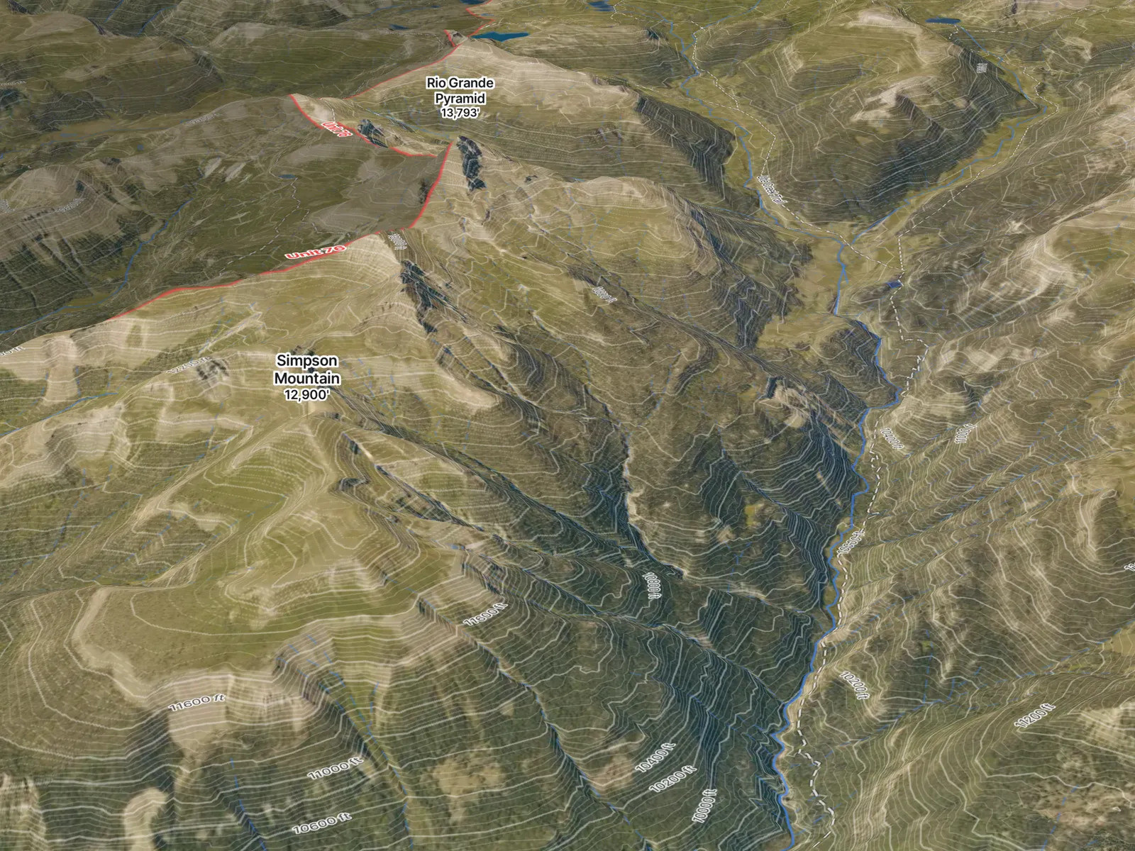 A timbered drainage in Unit 76 on the hybrid basemap.
